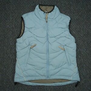 REI Vest Womens Small Blue Down Puffer Gilet‎ Full Zip Pockets Insulated
